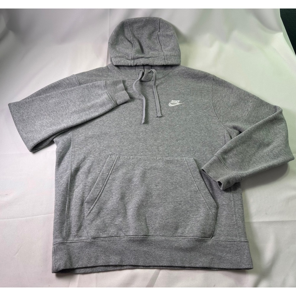 Nike Sportswear Club Fleece Hoodie Mens‎ Small Dark Grey Heather Pullover Swoosh
